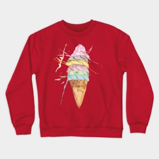 Melting Ice Cream Delight - Handpainted Watercolor Sugar Cones with Soft Serve Icecream Crewneck Sweatshirt